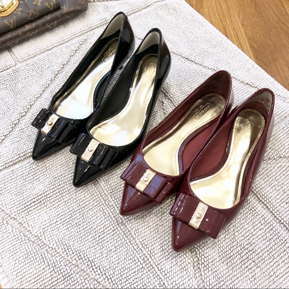 Coach Patent Black Bow Kitten Heels 5.5 - Picture 8 of 8